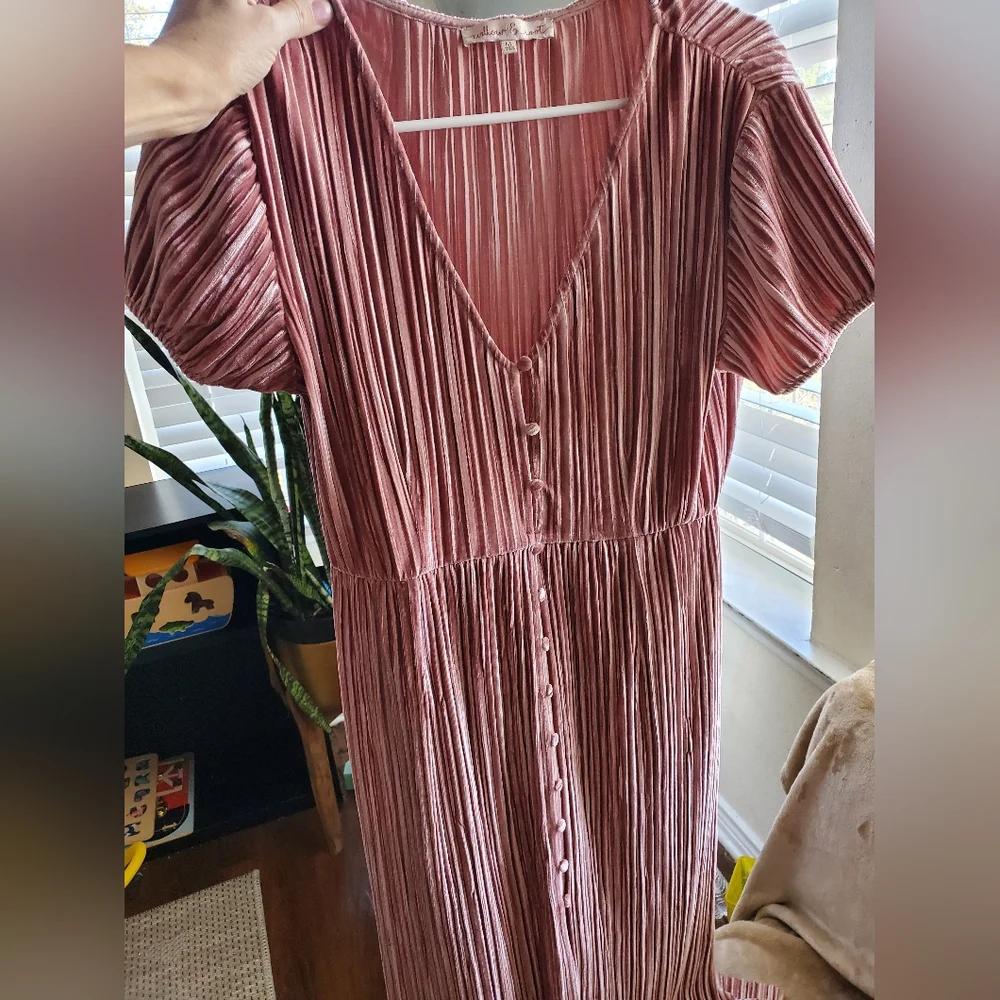 Arrow & Root Elegant Pink Button-Down Dress - Picture 2 of 5